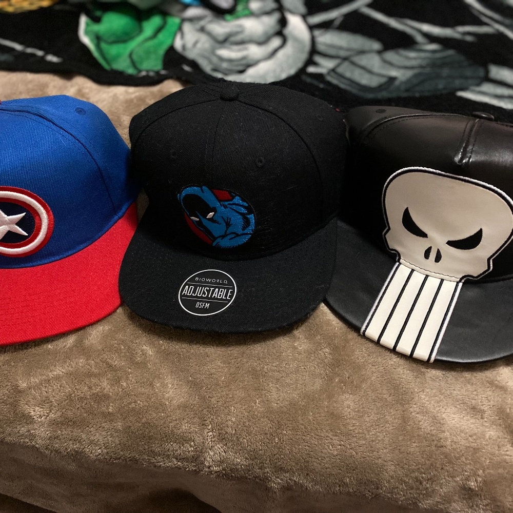 Three Marvel Character Hats OSFM